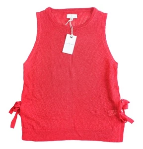 NWT $60 Women's LUCKY BRAND Coral Shortsleeve Linen Knit Tank Top Shirt SMALL - Picture 1 of 3