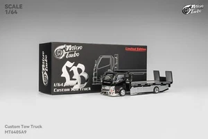 Micro Turbo 1:64 LBWK Custom Flat Bed Tow Truck Black Chrome - Picture 1 of 12