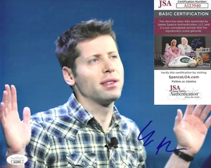 Foto firmada de Sam Altman 8x10 con certificado de autenticidad JSA #AI23940 AI abierta ChatGPT Samuel - Imagen 1 de 2