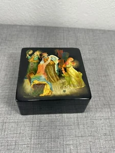 1985 URSS ruso fedoskino "flor escarlata" pintado a mano laca caja firmada - Imagen 1 de 12
