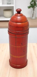 Caja de dulces alta de madera vintage original tallada a mano laca brillante pintada - Imagen 1 de 6