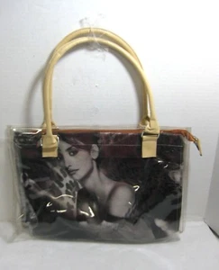 Modische Handtasche mit Penelope Cruz Vinyl Reißverschluss schwarz & weiß Handtasche - Bild 1 von 1