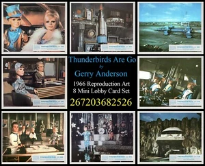 THUNDERBIRDS ARE GO Gerry Anderson🎬8 Mini Repro 1966 LOBBY CARD Printed Art Set - Picture 1 of 1