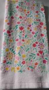 FULL UNCUT ORANGE PINK YELLOW FLORAL Print Cotton Kitchen Towel - Picture 1 of 2