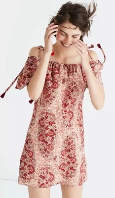 Vestido Madewell de seda con hombros fríos en acuarela cachemira para mujer talla XL Foto 1 de 3