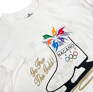 Adult Sz L Vintage 1998 Nagano Olympics Ice Skating Long-Sleeve Crewneck T-Shirt - Picture 1 of 12