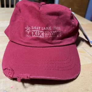 Cappello rosso vintage Salt Lake City 2002 Olimpiadi effetto invecchiato ufficiale - Foto 1 di 6