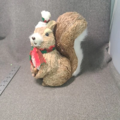 Sisal Squirrel Figurine Bristle Straw Christmas Decor Pier 1 Imports 9" - Image 1 of 4