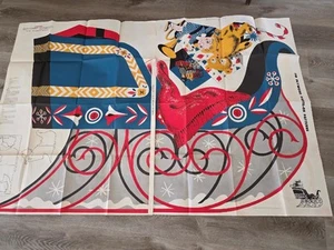 1957 Douglas Fir Plywood Paste-On Pattern Santa Claus Christmas Sleigh UNUSED - Picture 1 of 6