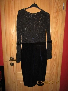 Damen Kleid Spitze und Samt blau schwarz Gr.: S 36 38 wenig getragen edel festli - Bild 1 von 3