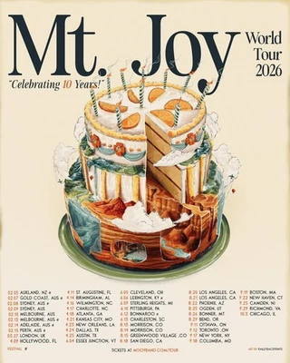 Mt Joy Celebrating 10 Years World Tour 2026 North America City Dates Poster
