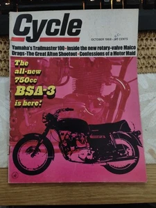 OCTOBER 1968 CYCLE MAGAZINE, BSA 750cc, MAICO 125 MOTOCROSS, YAMAHA YL2CM - Picture 1 of 2