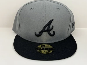 New Era Atlanta Braves Gray / Black 59FIFTY Fitted Hat Size 7 3/8 - Picture 1 of 6