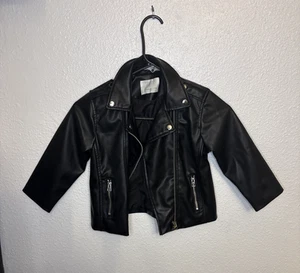 Zara Girls Designer Baby Faux Leather Biker Jacket Size 4-5 Y2K COUTURE - Picture 1 of 13