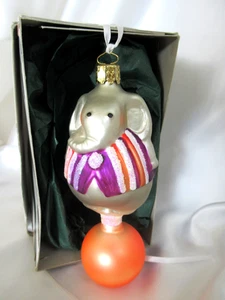 Christborn Germany Zirkus ELEFANT sitzend auf Kugel Glas Weihnachtsschmuck 5" - Bild 1 von 5