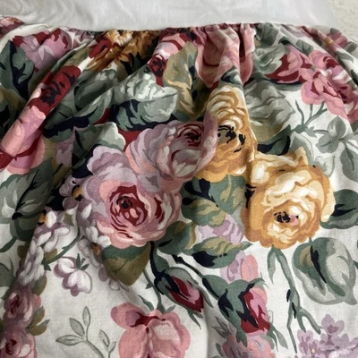 Ralph Lauren Allison Queen Bed Skirt Dust Ruffle Vintage Cabbage Rose Bedding - Image 1 of 4