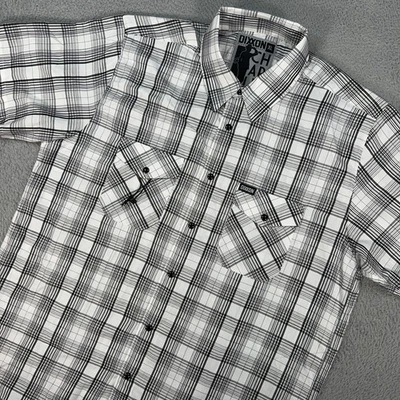 Camisa Dixxon Para Hombres XL Gris Blanco A Cuadros Abotonados Chapelín Mezcla Bambú Foto 1 de 4