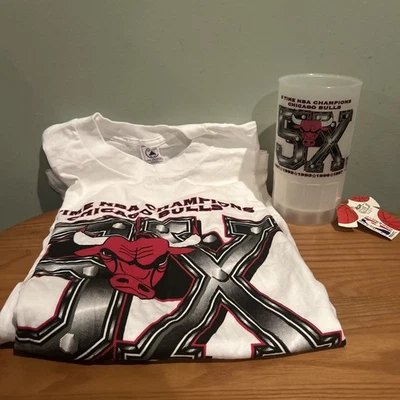 VTG 1997 Chicago Bulls Championship T Shirt 5X Champions With Mug Never Used - Image 1 of 4