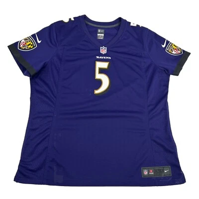 巴尔的摩乌鸦队足球球衣乔·弗拉科 #5 女式 XXL 紫色耐克现场 — 第 1/4 张图片