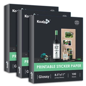 300 Sheets Koala Glossy Sticker Paper 8.5x11 for Inkjet & Laser Printers Label - Picture 1 of 9