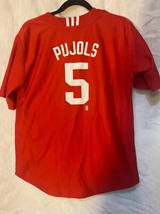Los Angeles Angels Baseball Jersey Youth Large Red Adidas #5 Albert Pujols MLB - Picture 1 of 4