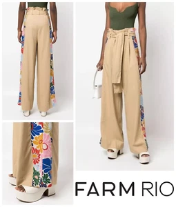 FARM RIO Trousers Size 20 Int XL Sunny Daisies Paperbag High Rise Floral - Beige - Bild 1 von 9
