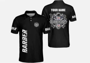 Personalized Barber Polo Shirt for Men, Barber 3D Clothes Gifts for Barber Shop - Picture 1 of 2