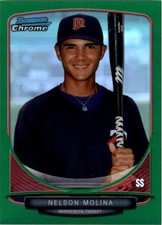 2013 Bowman Chrome Draft Draft Picks Green Refractors #BDPP76 Nelson Molina/75