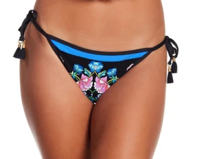  NEW Nanette Lepore Damask Floral Vamp tie sides Bikini Swimwear Bottom S Small - Picture 1 of 3