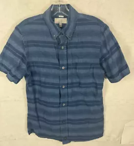Jack Spade Men S Linen Blue Shirt Stripe Short Sleeve Button Up Warren Street NY - Picture 1 of 7