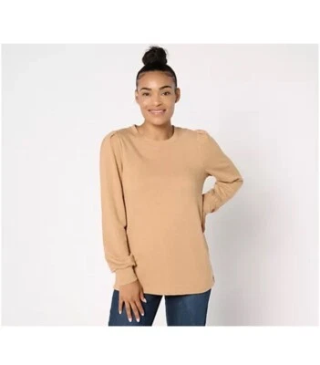 Pullover Cuddl Duds Comfortwear manga plisada talla L café brezo A647084 Foto 1 de 4