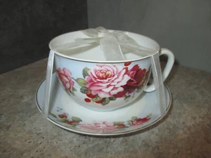 Grace's Teaware Cup & Saucer OVERSIZED 16 oz Pink Red Roses w/ Gold Trim  ~ NEW! - Picture 1 of 12