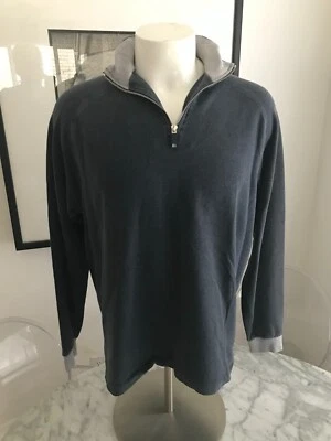 Pullover para hombre Z Zegna Sport XL azul 1/4 cremallera mezcla de algodón hecho en ITALIA Foto 1 de 4