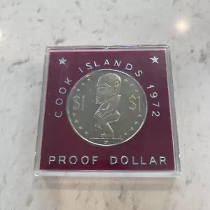 1972 Cook Islands Proof Dollar Coin Tangaroa God of Sea & Creation - Ram Package - Picture 1 of 2