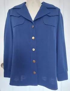 Cardigan cappotto giacca donna misto lana vintage anni 70 BUTTE KNIT blu navy M/L - Foto 1 di 13