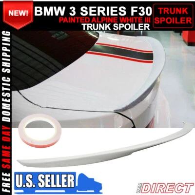 12-18 BMW 3 Series F30 P Style Trunk ABS Spoiler Painted Alpine White #300 - Image 1 of 4