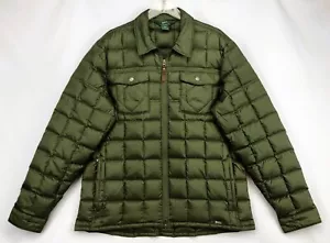 WOOLRICH Exposure Insulated Goose Down Shirt Jacket Fossil Green Quilted ~ Sz L - Picture 1 of 3