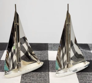Set of 2 Vintage Decorative Metal Sailboats - Picture 1 of 24