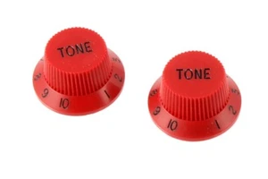 NEW - Tone Knobs (2) For Fender Strat, Fits USA Split Shaft Pots - RED - Picture 1 of 1