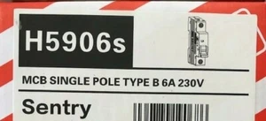 MK Sentry H5906s 6amp Type B Single Pole 230V 6kA B6 Circuit Breaker MCB - NEW - Picture 1 of 4