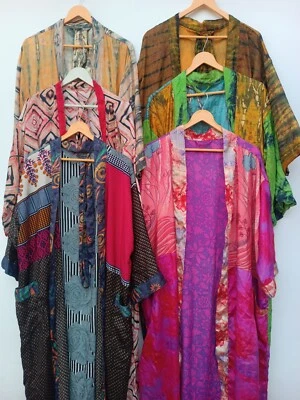 Lote De 15 Vestidos Largos Bikini Cubrir Colorido Noche Sari Seda Ropa De Verano L-15 Foto 1 de 4