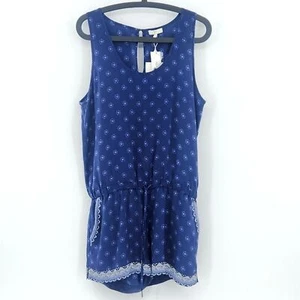 Joie Isidora Romper Womens Size Large Blue Silk Summer Resortwear Nautical Boho - Picture 1 of 12