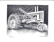 John Deere Model A "Styled" Farm Tractor Rubber Tires~ Pen & Ink Print