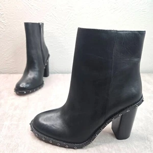Gianni Bini Nieten Stiefeletten 6,5 schwarz Leder kantig Blockabsatz elegante Stiefel - Bild 1 von 10