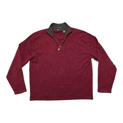 Pullover DANIEL BISHOP 1/4 Cremallera Para Hombres XL Rojo Cachemira Informal Manga Larga Cuello Simulado Foto 1 de 4