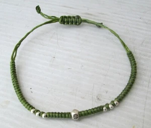 NiCe! Hmong Hill Tribe Unisex Silver & Hemp Adjustable Charm Bracelet - Picture 1 of 3