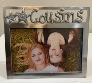 Vtg Fetco “Cousins” Ornate Silver Metal Stars Blue Photo Picture Frame 4” X 6” - Picture 1 of 6