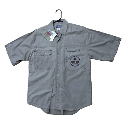 NEW VTG 90s BUGLE BOY Shirt Men M Green Khaki Protect Nature Environment Pocket - Image 1 of 4