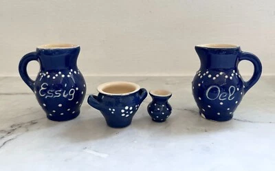 Bürgel Keramik  Set 4- teilig Essig- & Ölkännchen Minifass Minivase - Bild 1 von 3