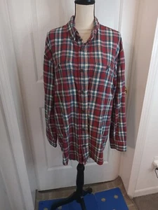 Duluth Tradingco Mens Red Swinging Flannel Cotton Long Sleeve Button Up Sz Large - Picture 1 of 20